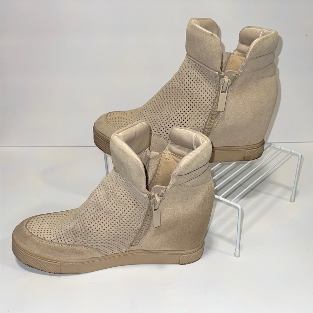 Steve Madden Beige Perforated High-Top Sneakers - Picture 4 of 7